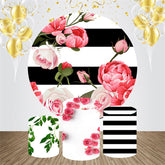 Schwarz Weiß Streifen Rose Runden Geburtstag Hintergrund Bausatz
